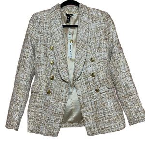 AQUA Tweed Double Breasted Blazer